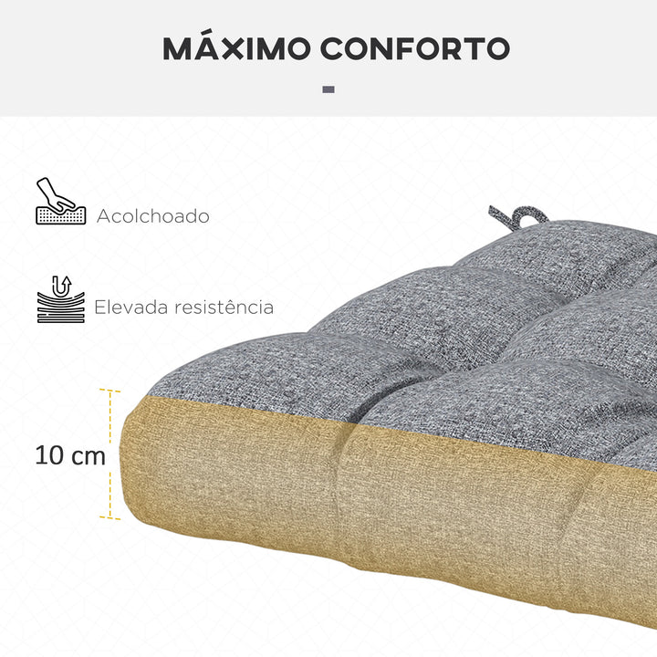 Conjunto de Almofadas para Cadeiras de Sala 48x48x7 cm Conjunto de 4 Peças Almofadas para Cadeiras de Jardim Impermeáveis e Anti-UV com 2 Fitas de Fixação Cinzento