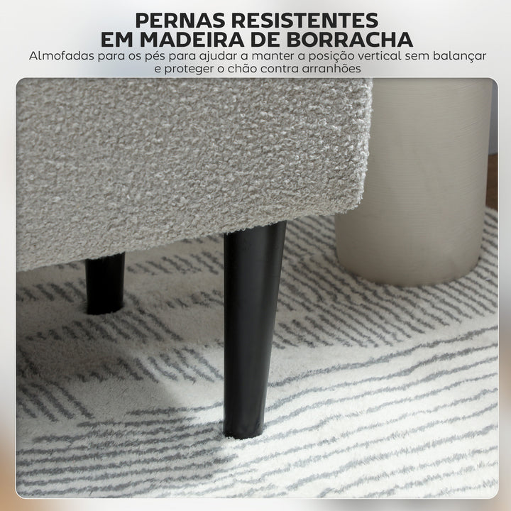 Banco de Armazenamento Dormitório Banco de Armazenamento Capacidade 47L Tampa Abatível e Pés de Madeira de Borracha Carga Máxima 120 kg 95x38x45 cm Cinza