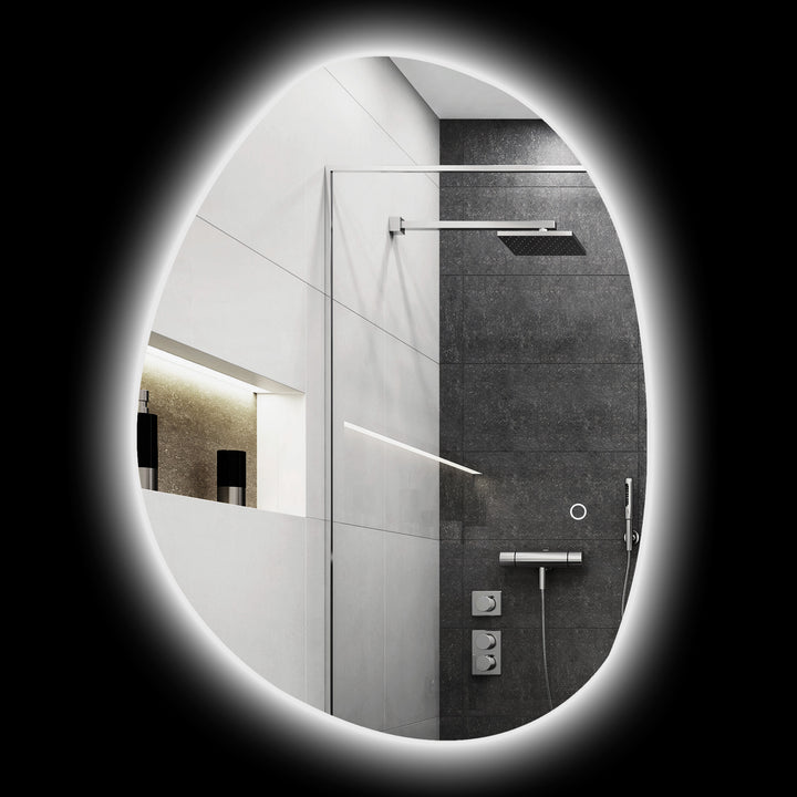 Espelho de Casa de Banho LED 80x60 cm Espelho de Parede sem Moldura 3 Cores de Luz Brilho Regulável Função Anti-Embaciamento Função Memória, Interruptor Táctil IP44 Prata
