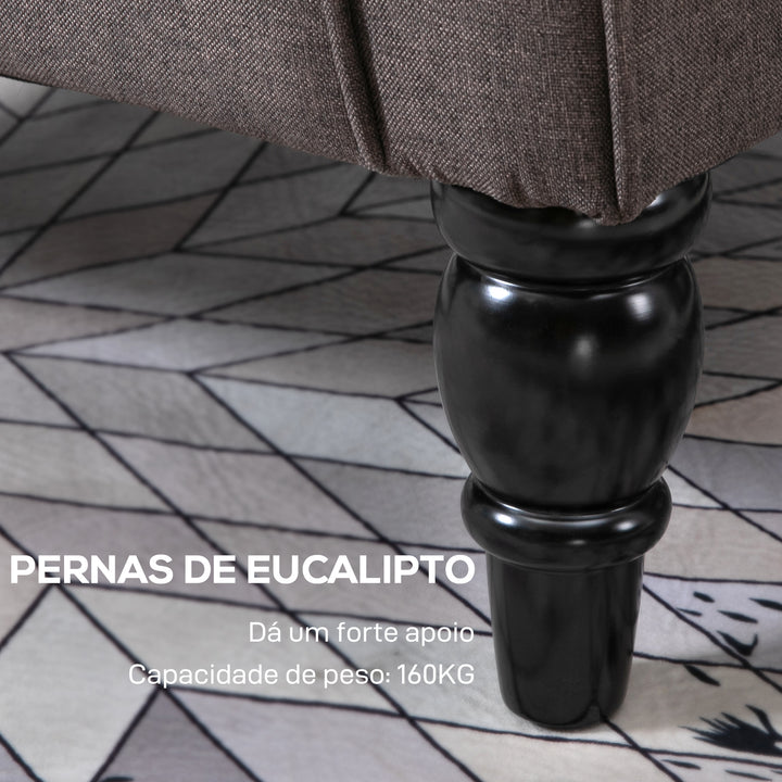 Poltrona de Sala de Estar Poltrona Moderna para Dormitório com Pés de Madeira Poltrona Individual Carga 160 kg para Escritório 74x86x102 cm Marrom