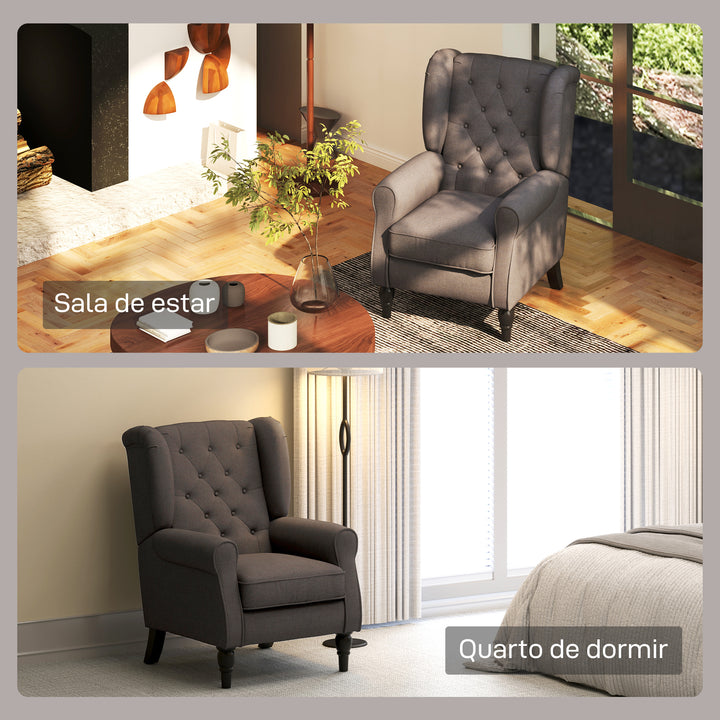 Poltrona de Sala de Estar Poltrona Moderna para Dormitório com Pés de Madeira Poltrona Individual Carga 160 kg para Escritório 74x86x102 cm Marrom