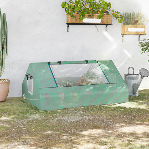 Estufa de Exterior, 180x140x80 cm, Estufa Pequena com 4 Janelas Enroláveis de Rede, Estrutura de Aço e Cobertura PE 140g/? Anti-UV para Jardim, Cultivos, Plantas, Verde