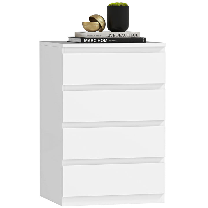 Cómoda com 4 Gavetas com Fecho Suave Cómoda para Quarto Sala de Estar Escritório Estilo Moderno 45x40x68 cm Branco