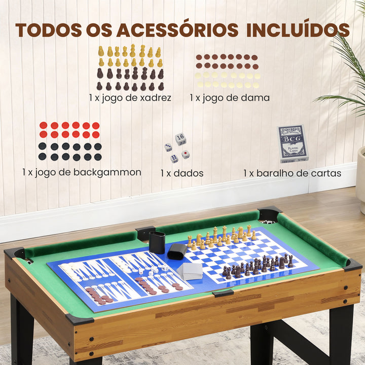 Mesa Multijogos 13 em 1 Mesa de Jogo com Matraquilho para Crianças Bilhar Ping-Pong Hóquei Xadrez Damas Backgammon e Acessórios Diversão Familiar para Adultos e Crianças 121x109x80 cm Madeira e Preto