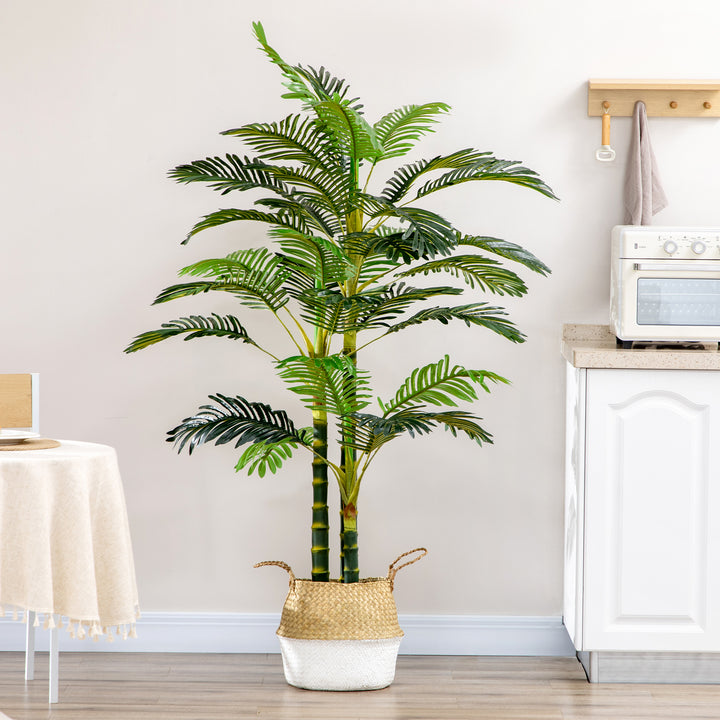 Planta Artificial Palmeira Areca Grande 190 cm com Vaso e 30 Folhas Decoração para Interior e Exterior Sala de Estar Escritório Ø19,5x190 cm Verde