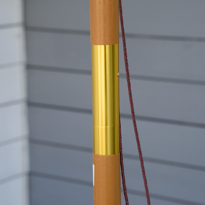 Chapéu de Sol de Jardim Ø300x250 cm com Sistema de Poleia Teto Ventilado e Mastro Desmontável de Madeira para Terraço Pátio Exterior Caqui