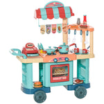 Cozinha de Brinquedo para Crianças de 3 a 6 Anos Cozinha Infantil com Rodas Caixa Registradora e Acessórios para Cozinhar 79,5x33x90,5 cm Multicolor