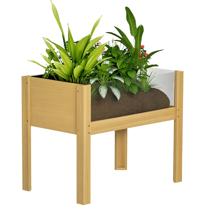 Floreira de Madeira Mesa de Cultivo com Painéis de Acrílico Floreira Elevada para Cultivo de Flores Vegetais em Jardim Varanda 75x46x60,5 cm Madeira