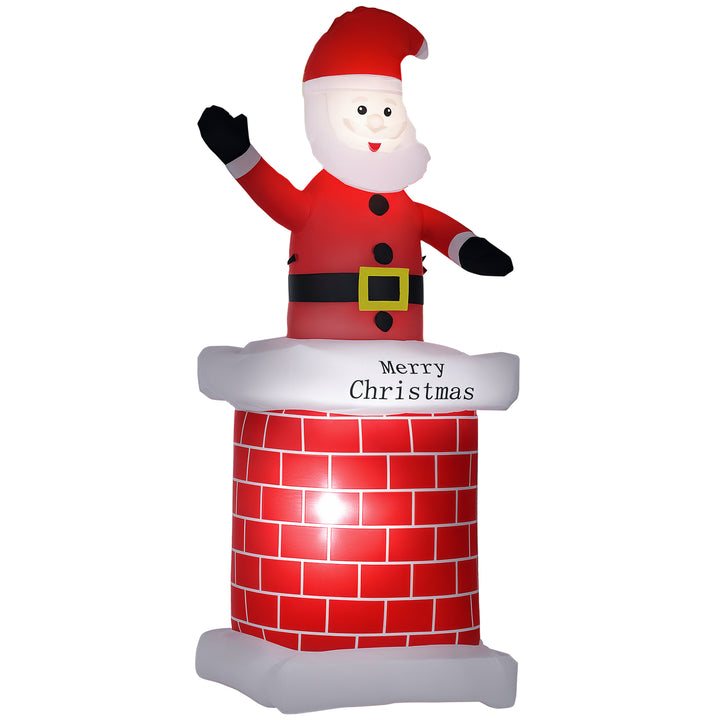 Pai Natal Insuflável com Chaminé Insuflável de Natal com 2 Luzes LED e Insuflador Elétrico Decoração de Natal para Exterior e Interior 80x70x210 cm Multicor