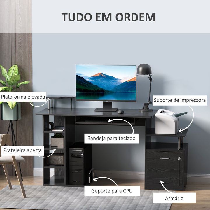 Mesa para Computador Secretária para Escritório– Cor: Preto- Madeira MDF - 152 x 60 x 88 cm