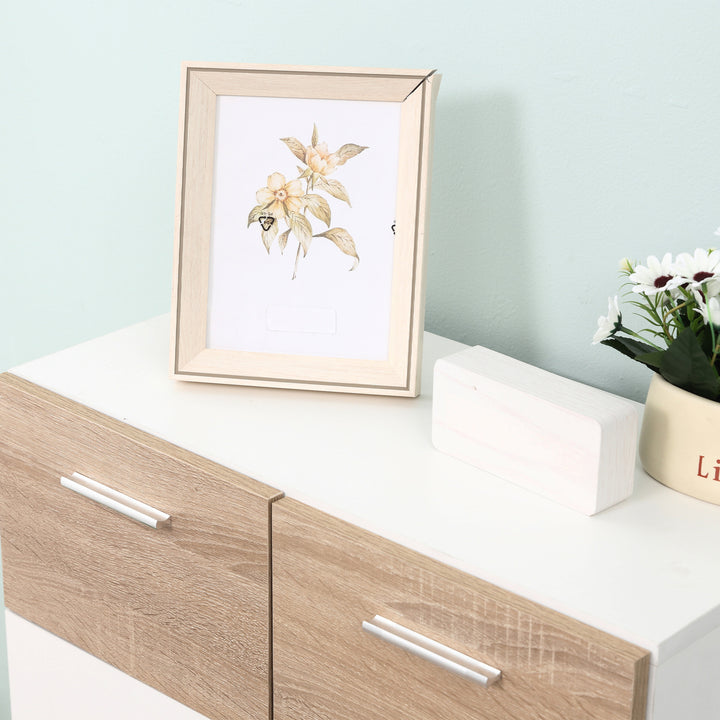 Armário Casa de Banho com 2 Portas e Prateleiras Interiores Ajustáveis Móvel Auxiliar de Madeira Multiuso para Sala de Estar Cozinha Sala de Jantar 60x30x85cm Branco e Madeira Natural