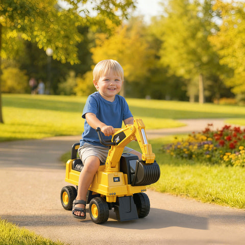 Escavadora com Licença Caterpillar Escavadora para Crianças de 1-3 Anos com Pá Dianteira e Buzina Carga Máxima 25 kg 85x27,5x47,5 cm Amarelo