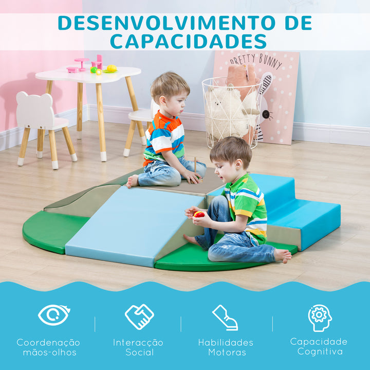 Conjunto de 6 Blocos de Espuma para Crianças de 12-36 Meses Blocos de Construção Brinquedo Educativo Infantil para Escalar Multicor