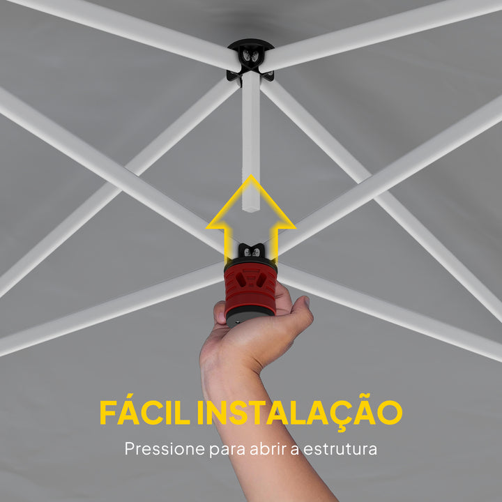 Tenda Dobrável 6x3 m Pop-up com 4 Laterais Amovíveis Tenda de Jardim com Faixas Refletoras Altura Ajustável Sistema Central de Bloqueio UPF50+ Impermeável Bolsa de Transporte Bege