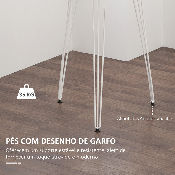 Mesa de Sala de Jantar Redonda com Pés em Forma de Garfo Metálicos Estilo Moderno para Cozinha Sala de Estar Cafeteria Ø70x75cm Branco