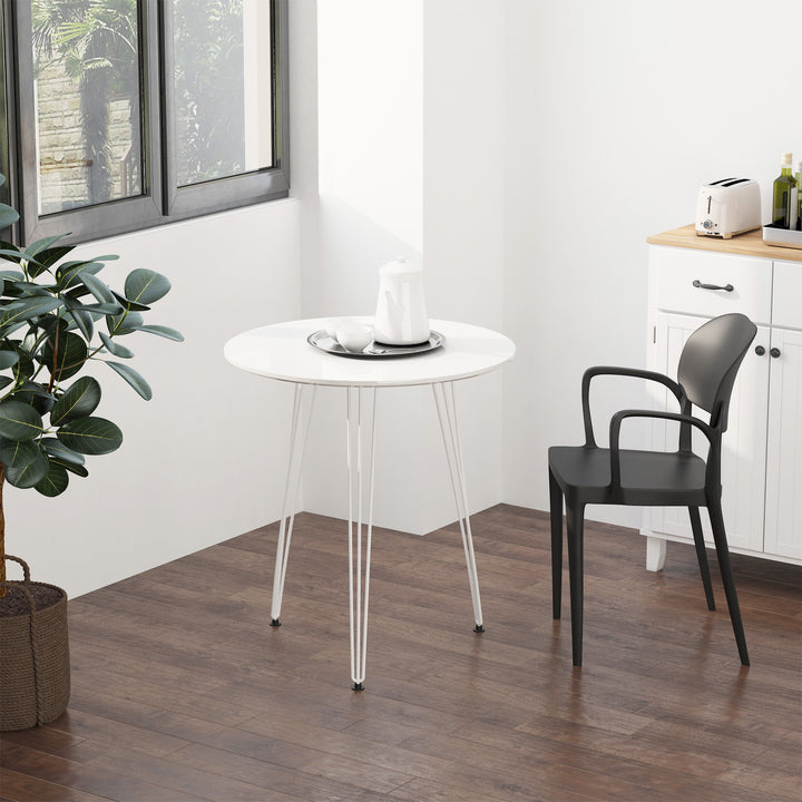 Mesa de Sala de Jantar Redonda com Pés em Forma de Garfo Metálicos Estilo Moderno para Cozinha Sala de Estar Cafeteria Ø70x75cm Branco