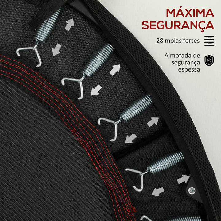 Trampolim Fitness Ø102 cm Trampolim Fitness Dobrável com Estrutura de Aço Antiderrapante Carga 100 kg para Treino de Pernas Corpo em Casa Escritório Ginásio Vermelho