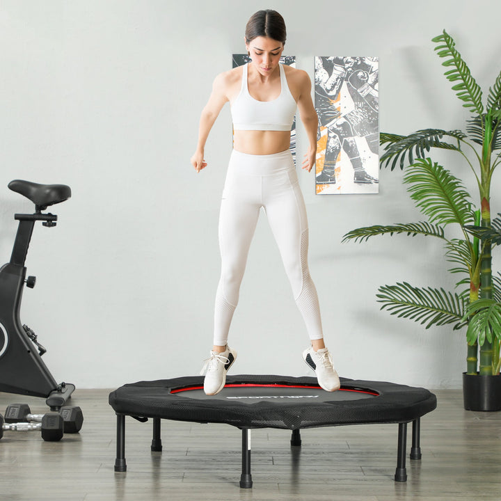 Trampolim Fitness Ø102 cm Trampolim Fitness Dobrável com Estrutura de Aço Antiderrapante Carga 100 kg para Treino de Pernas Corpo em Casa Escritório Ginásio Vermelho