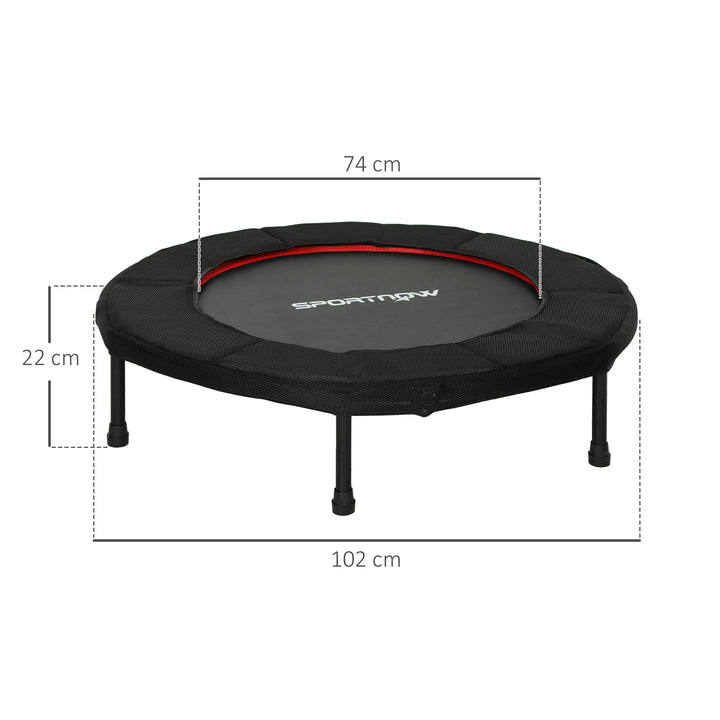 Trampolim Fitness Ø102 cm Trampolim Fitness Dobrável com Estrutura de Aço Antiderrapante Carga 100 kg para Treino de Pernas Corpo em Casa Escritório Ginásio Vermelho