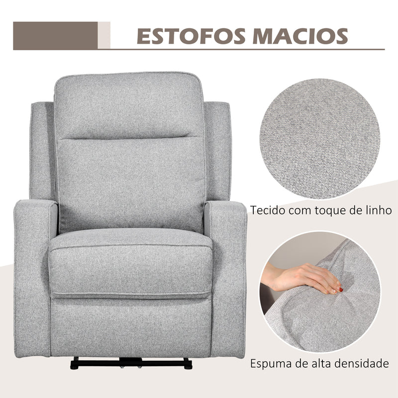 Poltrona Reclinável Elétrica Sofá Relax para Sala com Reclinação até 150° Apoio de Braços e USB Capacidade 136 kg Poltrona Reclinável para Sala Escritório Quarto 84x92x104 cm Cinza