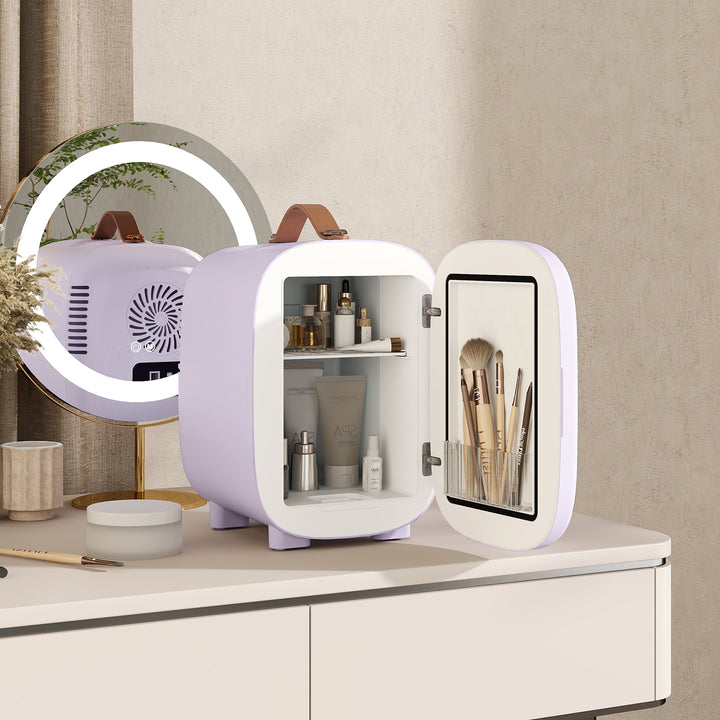Frigorífico de Cosméticos 4L Frigorífico Pequeno 9V/240V para Arrefecer e Aquecer Mini Frigorífico para Beleza Maquilhagem Bebidas 20,3x26,3x28 cm Roxo