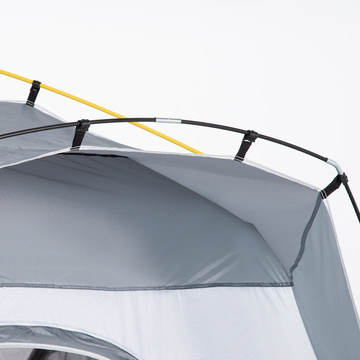Tenda de Campismo para 4 Pessoas Tenda de Campismo Pop UP com 4 Janelas 2 Bolsos de Armazenamento e Bolsa de Transporte 240x240x199 cm Cinza