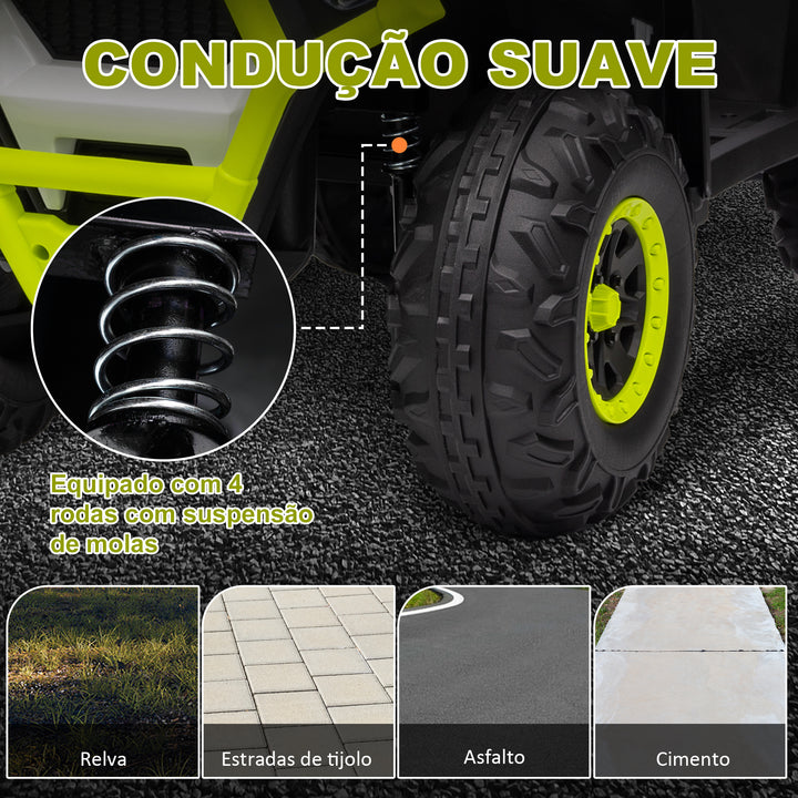 Quadriciclo Elétrico para Criança acima de 3 Anos Quadriciclo Elétrico Infantil com Bateria 12V Faróis Música MP3 Velocidade Ajustável e Cesta de Arrumação Carga 30 kg 88x50x57,5 cm Verde