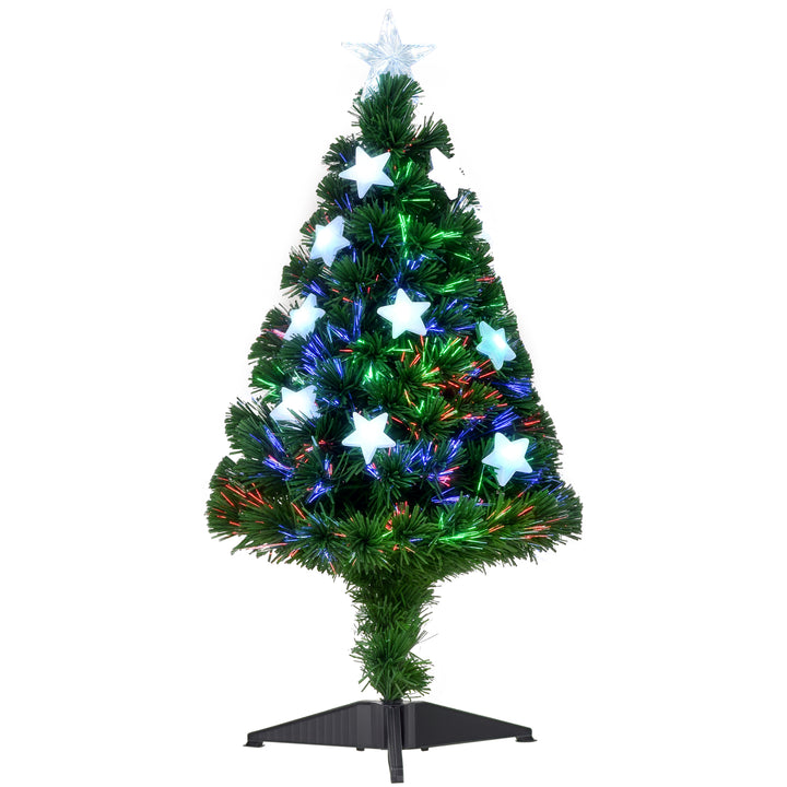 Árvore de Natal artificial 90cm Pinheiro Decoração de Natal com 12 LED 3 Cores 90 Ramos Verde PVC