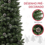 Árvore de Natal 225 cm Árvore de Natal Artificial com 980 Ramos e Suporte de Metal Árvore de Natal para Sala de Estar Interior Verde