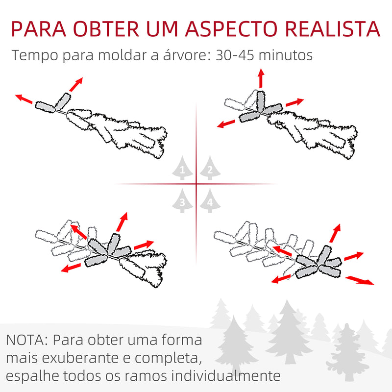 Árvore de Natal 225 cm Árvore de Natal Artificial com 980 Ramos e Suporte de Metal Árvore de Natal para Sala de Estar Interior Verde