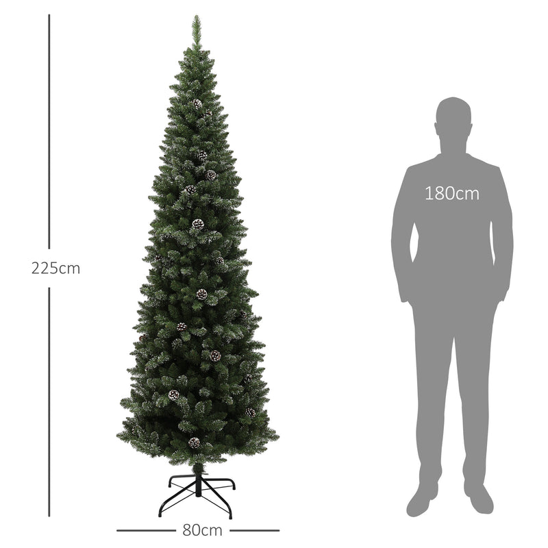 Árvore de Natal 225 cm Árvore de Natal Artificial com 980 Ramos e Suporte de Metal Árvore de Natal para Sala de Estar Interior Verde