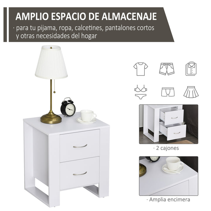 Mesa de Cabeceira com 2 gavetas pés em forma de U 48x39x54 Branco