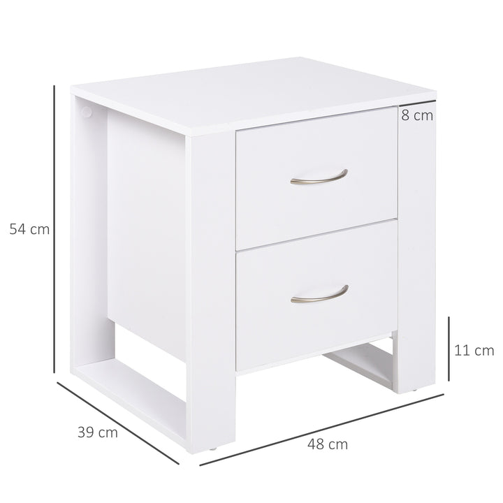 Mesa de Cabeceira com 2 gavetas pés em forma de U 48x39x54 Branco