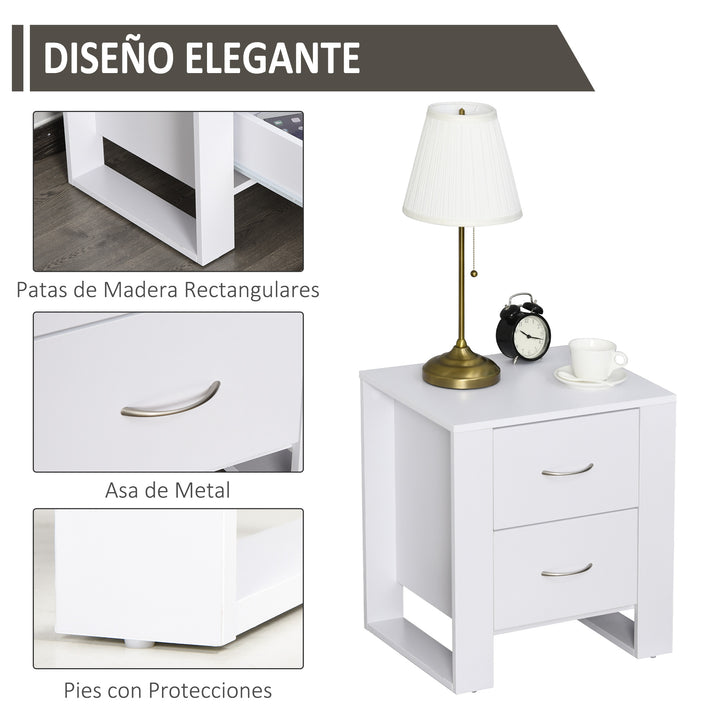 Mesa de Cabeceira com 2 gavetas pés em forma de U 48x39x54 Branco