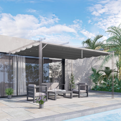 Cobertura para Pérgola 3,5x2,5 m Teto de Substituição Retrátil para Pérgola com 10 Orifícios de Drenagem Cinza Escuro