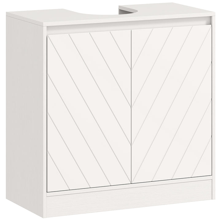 Móvel para Lavatório Pousar Móvel Lavatório Casa de Banho com 2 Portas e Prateleira Ajustável para Lavatórios com ou sem Pedestal Estilo Vintage 60x30x59,8 cm Branco