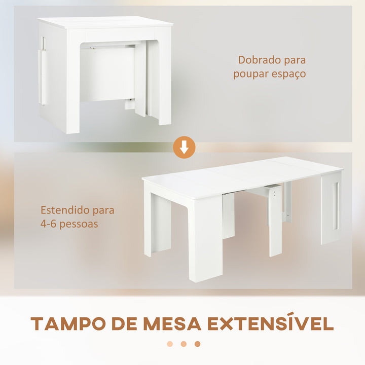 Mesa de Jantar Extensível para 4-6 Pessoas com Lateral Abatível Mesa Auxiliar Multifuncional para Escritório Cozinha Carga Máxima 60kg 180x85x75cm Branco
