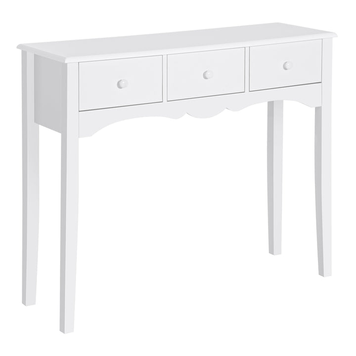 Mesa consola tipo aparador com 3 Gavetas em Cor Branco e Material Madeira 100x32x85cm