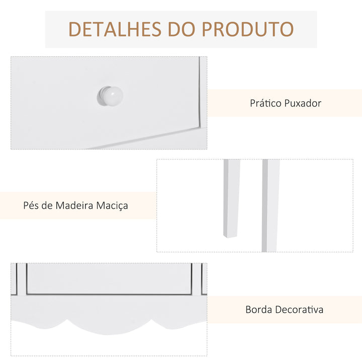 Mesa consola tipo aparador com 3 Gavetas em Cor Branco e Material Madeira 100x32x85cm
