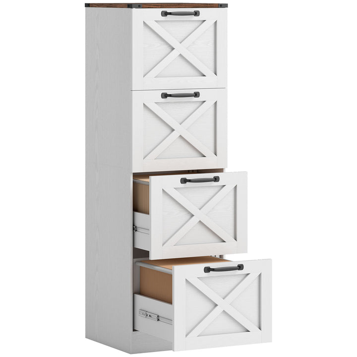 Móvel para Escritório com 4 Gavetas Bloco de Gavetas de Escritório Móvel Arquivador Suporte para Impressora com Trilho Suspenso para A4 e Carta 40x40x131 cm Branco