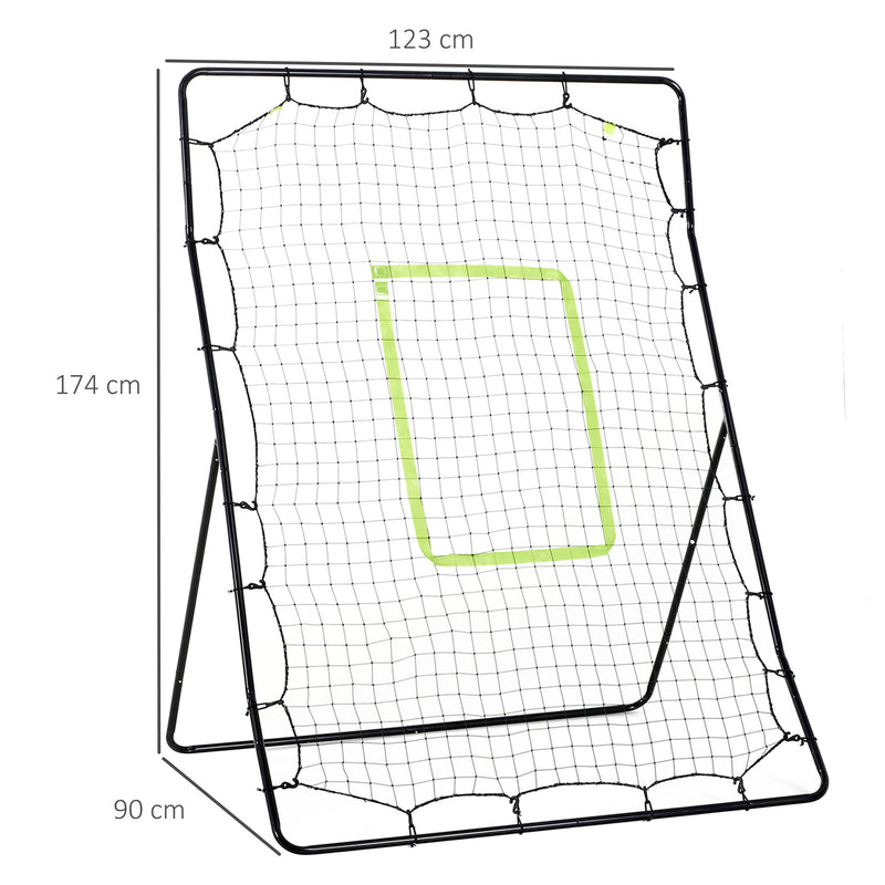 Rede de Beisebol Rede para Prática de Beisebol e Softbol com Estrutura Metálica e Ganchos para Treino de Futbol Ténis 123x90x174 cm Preto