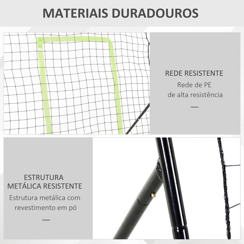 Rede de Beisebol Rede para Prática de Beisebol e Softbol com Estrutura Metálica e Ganchos para Treino de Futbol Ténis 123x90x174 cm Preto