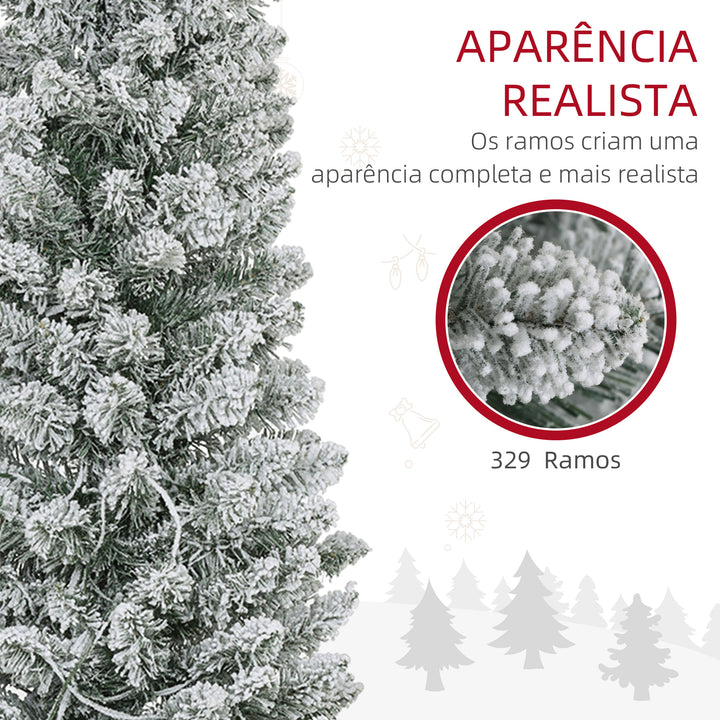 Árvore de Natal 180 cm Árvore de Natal Artificial Nevada com 150 Luzes LED 329 Ramos e Suporte de Metal Árvore de Natal para Sala de Estar Verde e Branco