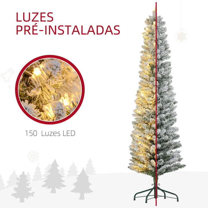 Árvore de Natal 180 cm Árvore de Natal Artificial Nevada com 150 Luzes LED 329 Ramos e Suporte de Metal Árvore de Natal para Sala de Estar Verde e Branco