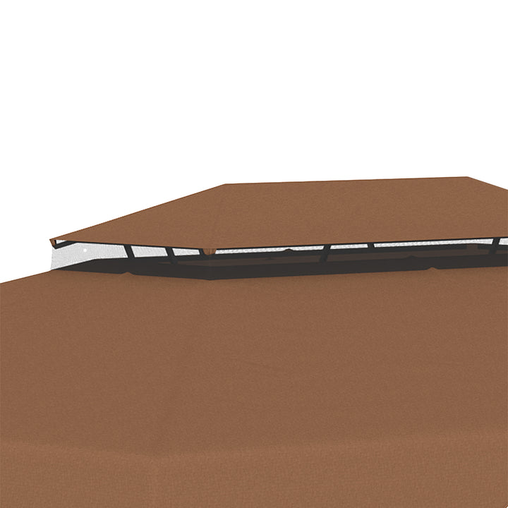 Cobertura de Substituição para Pérgola 4x3 m Teto de Substituição para Pérgolas Exterior com Duplo Teto e 8 Orifícios de Drenagem Café