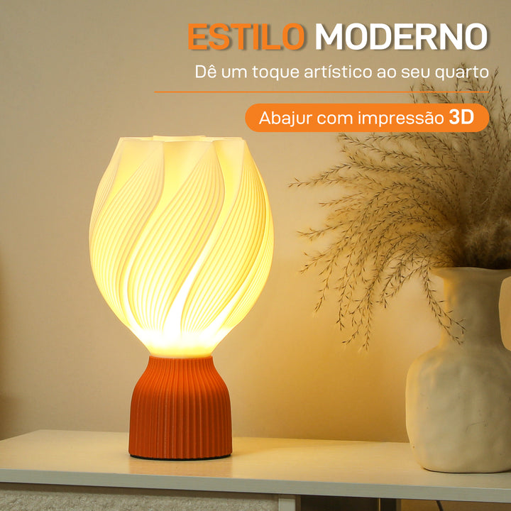 Candeeiro de Mesa de Cabeceira com Ecrã de Impressão 3D Candeeiro de Mesa com Desenho de Pétalas com Luz Quente para Quarto Sala de Estar Ø16,5x28 cm Branco
