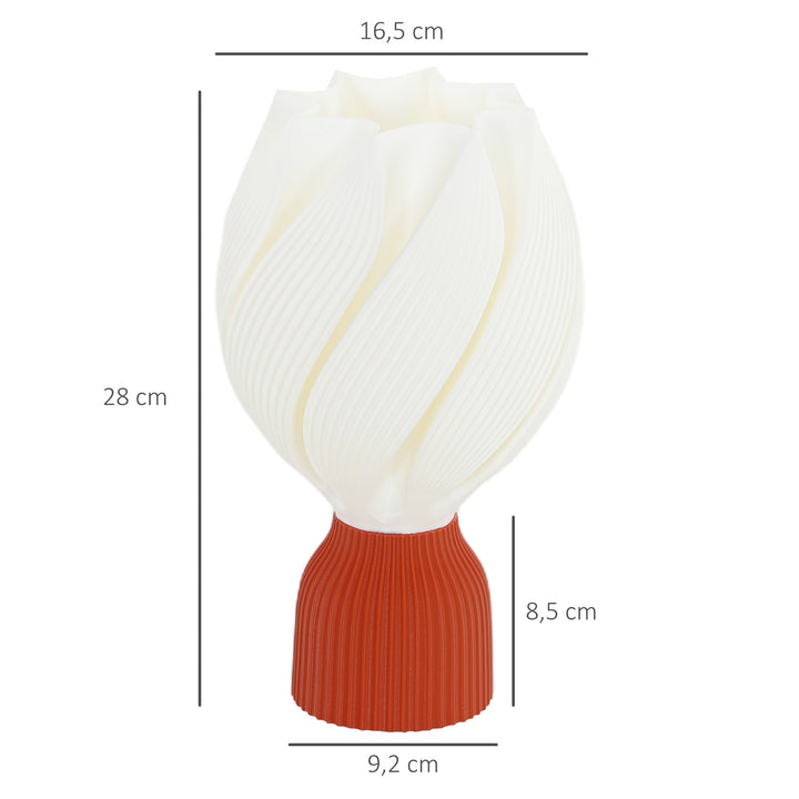 Candeeiro de Mesa de Cabeceira com Ecrã de Impressão 3D Candeeiro de Mesa com Desenho de Pétalas com Luz Quente para Quarto Sala de Estar Ø16,5x28 cm Branco