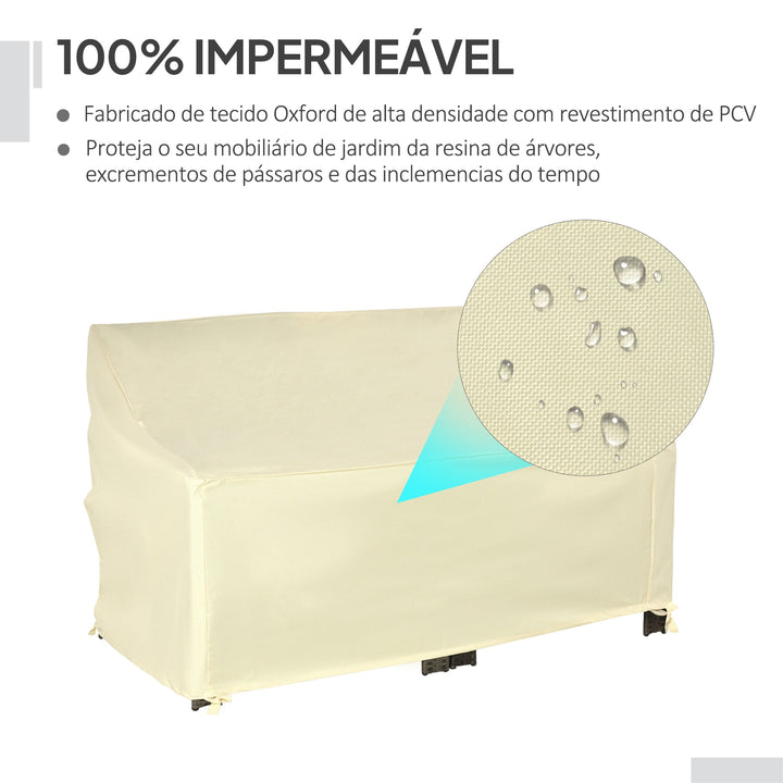Capa Protetora para Baloiço 2 Lugares Capa Protetora de Móveis Impermeável Exterior Jardim Proteção contra Chuva e Sol 140x84x56/94cm Creme