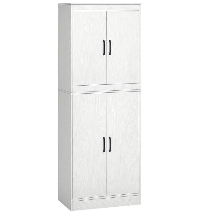 Armário de Cozinha Móvel Auxiliar de Cozinha com 4 Portas e 5 Prateleiras para Cozinha Sala de Jantar Estilo Moderno Anti-Tombo 60x36x168cm Branco