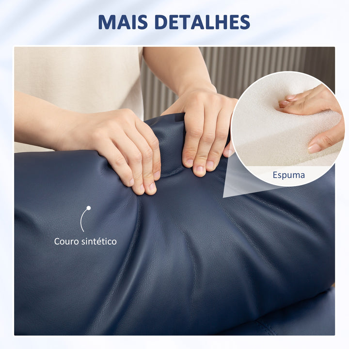 Poltrona de Massagem Poltrona Relax Reclinável com 2 Zonas de Massagem 8 Programas 5 Níveis de Intensidade e Controlo Remoto Estofada em PU 68x88x98 cm Azul Escuro